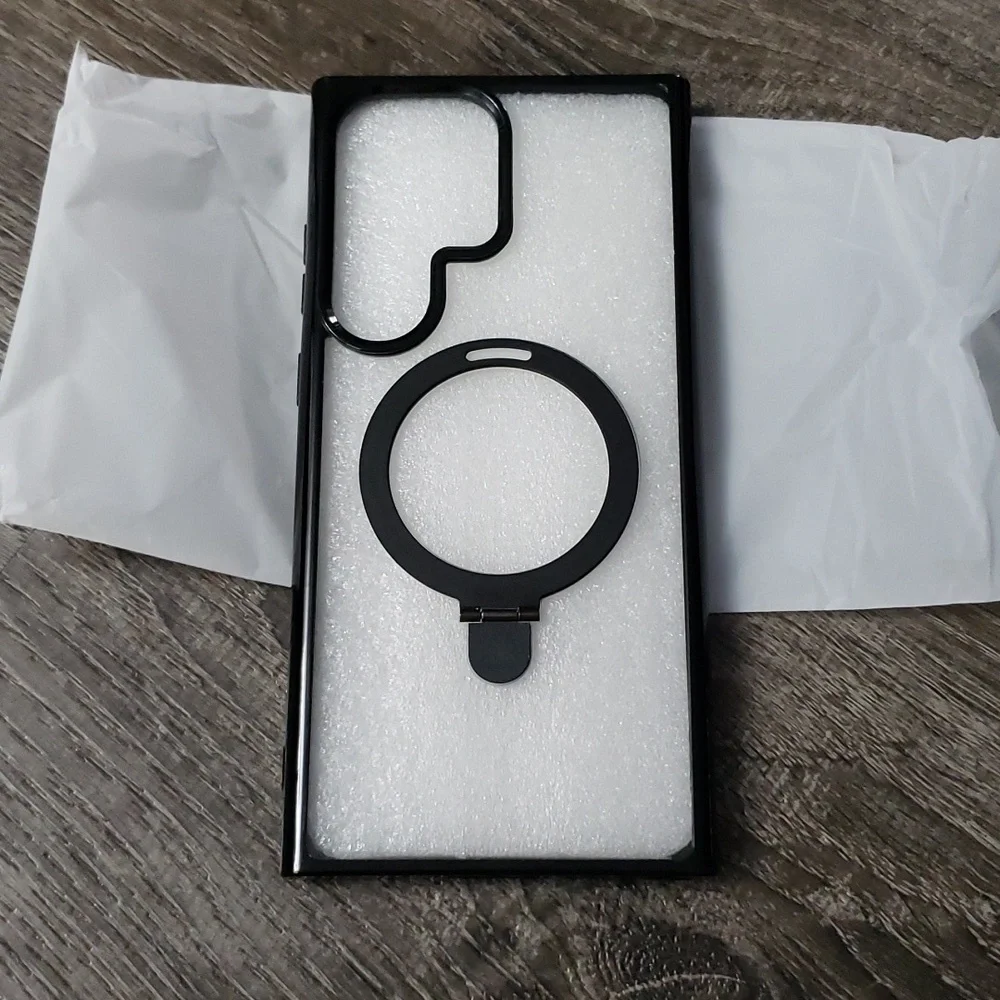 Samsung S23 Ultra Black Bumper Case with Black Ring or Kickstand